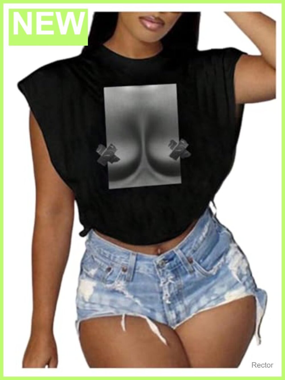 Women's Graphic Crop Top Sleeveless Crew Neck Tee Streetwear Y2k Summer
